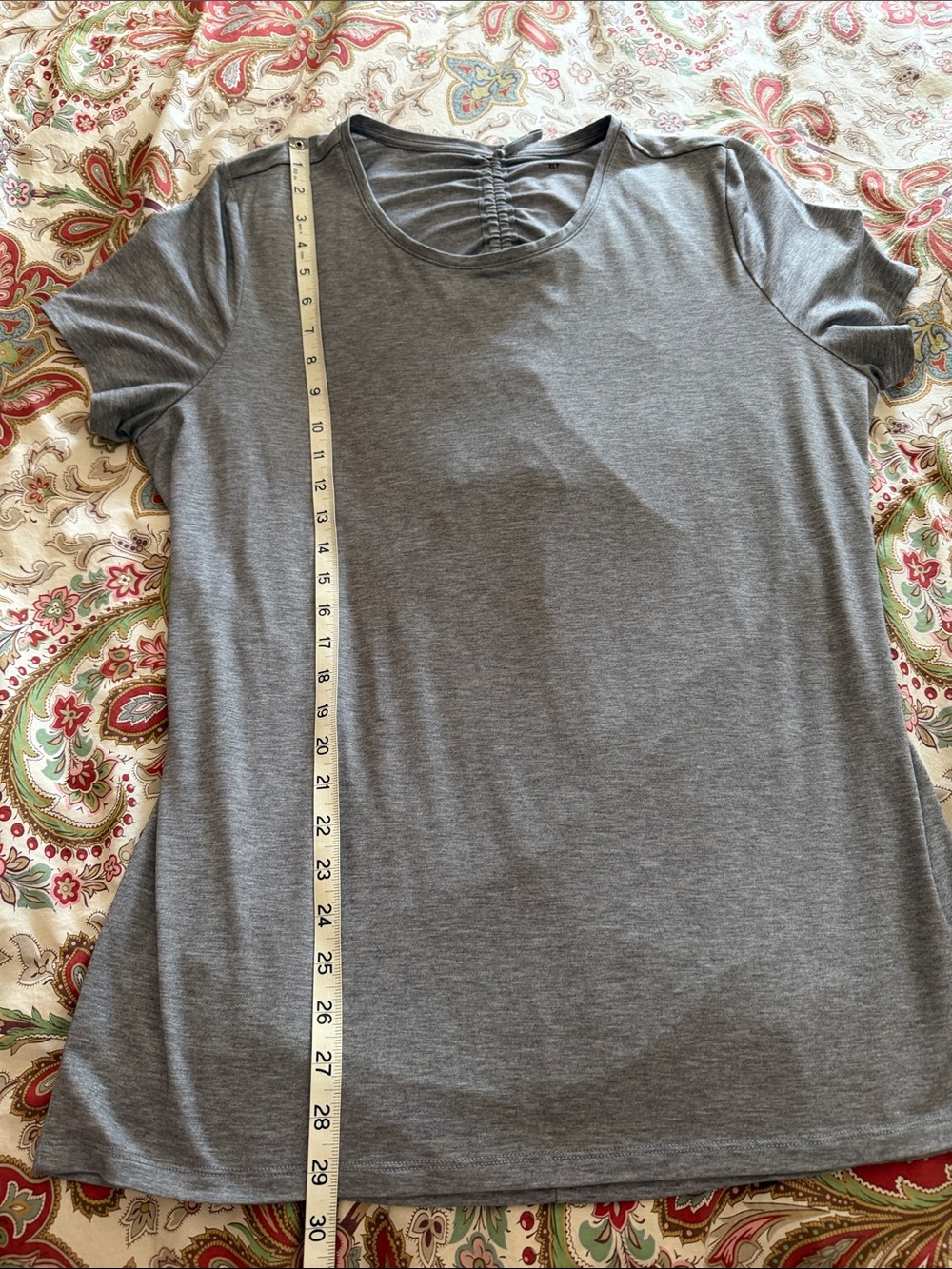 ATHLETA Encore Tee Gray Cinch Open Back Short Sleeve Top - Picture 8 of 8